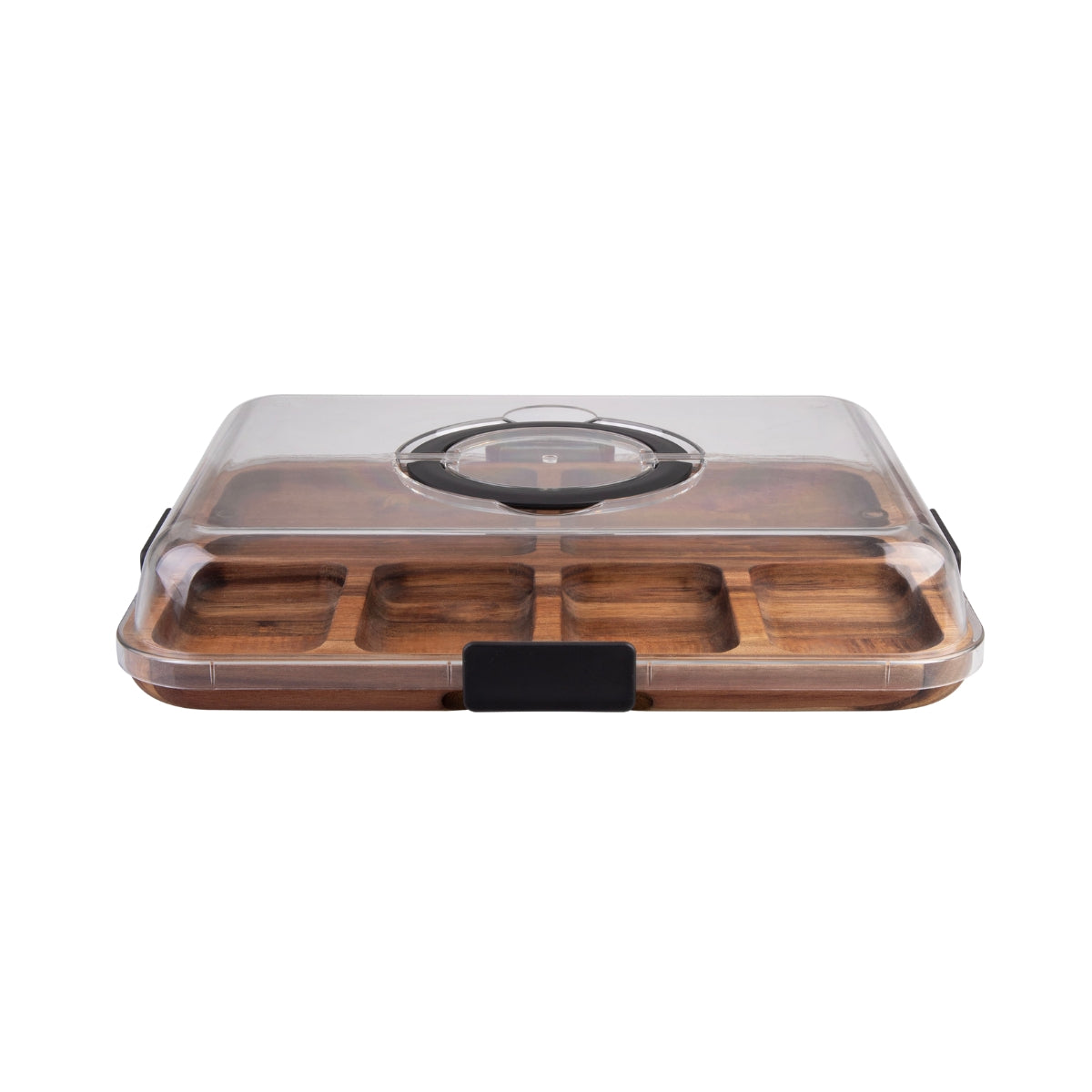 Acacia Wood 6 Compartment Rectangular Grazing Platter With Lid