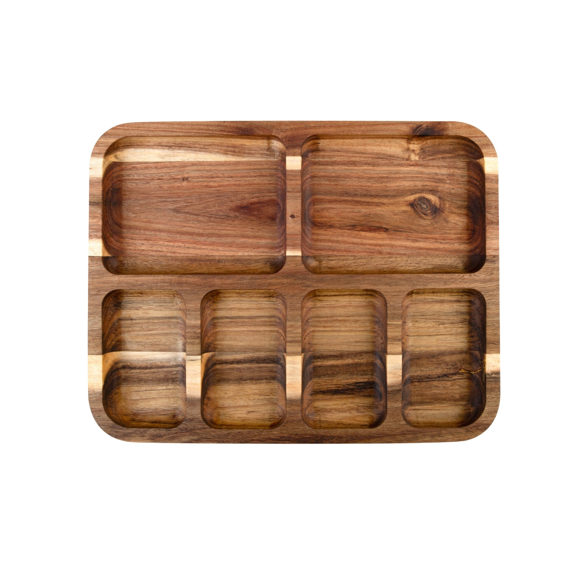 Acacia Wood 6 Compartment Rectangular Grazing Platter With Lid - Image 3