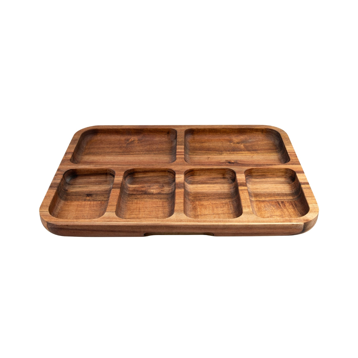 Acacia Wood 6 Compartment Rectangular Grazing Platter With Lid - Image 4