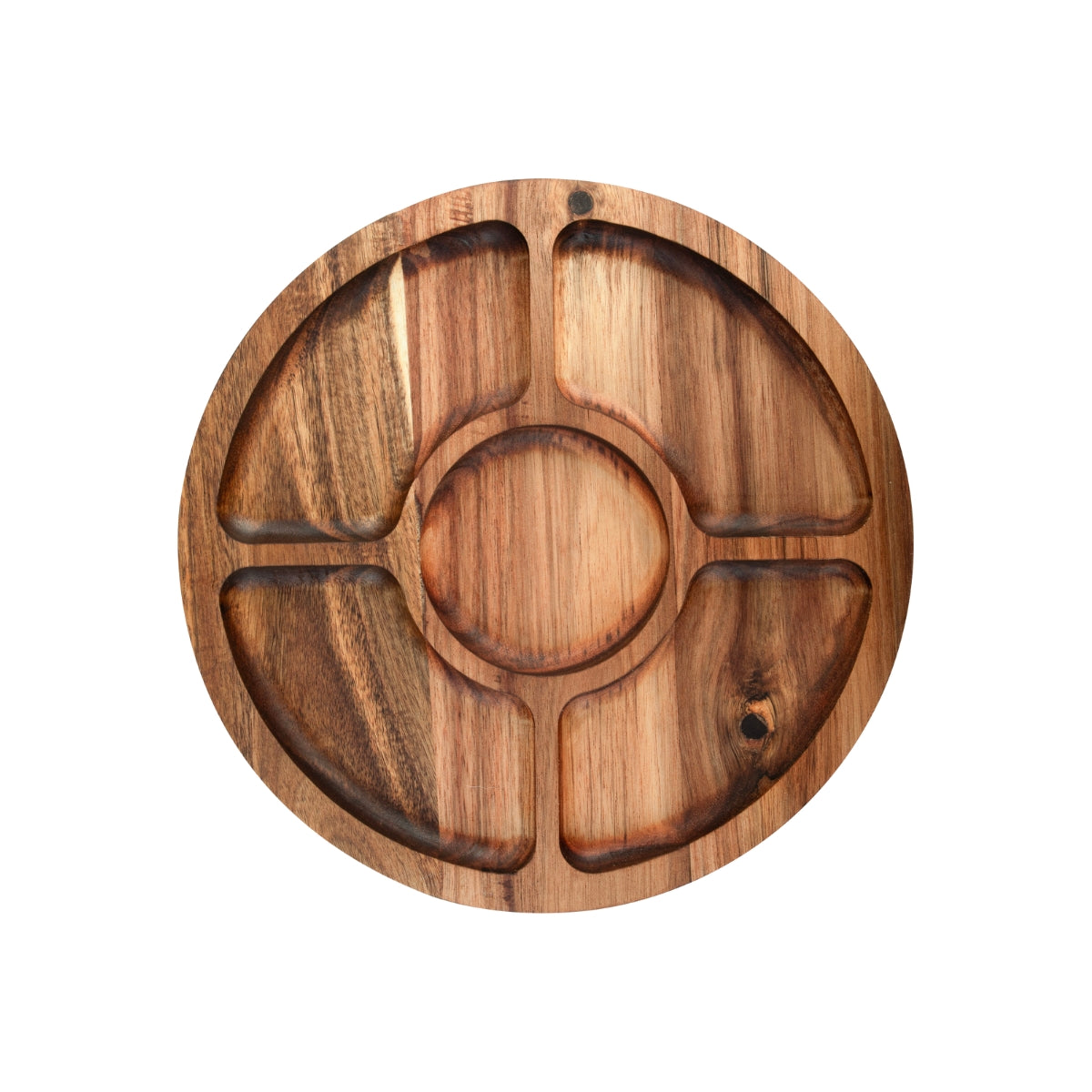 Acacia Wood 5 Compartment Round Grazing Platter With Lid - Image 3