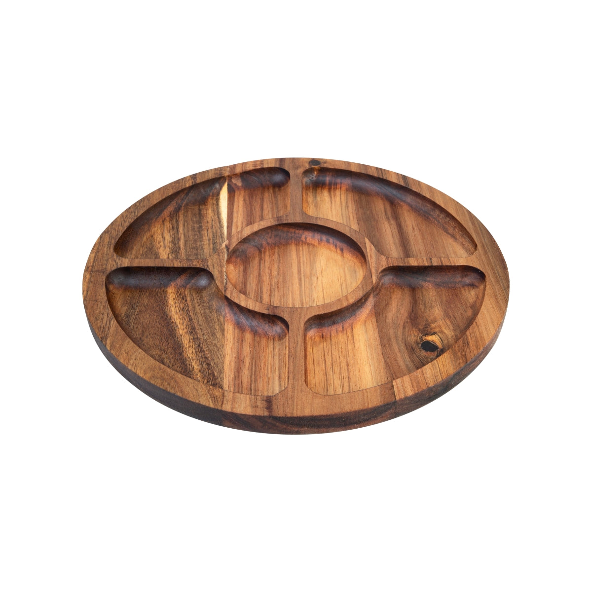 Acacia Wood 5 Compartment Round Grazing Platter With Lid - Image 4