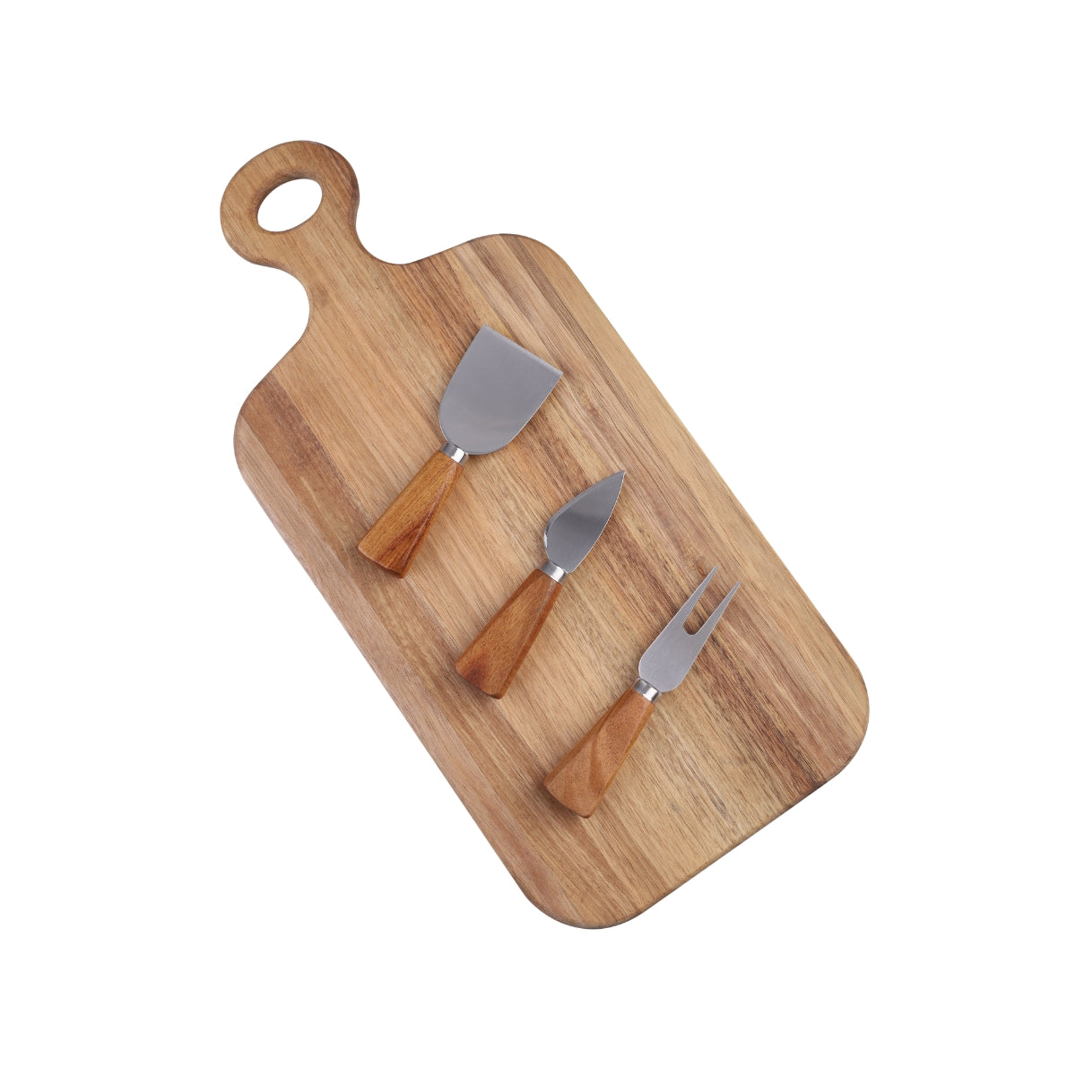 4 Pce Oblong Acacia Wood Cheese Paddle With Knives - 43 x 20cm - Image 7