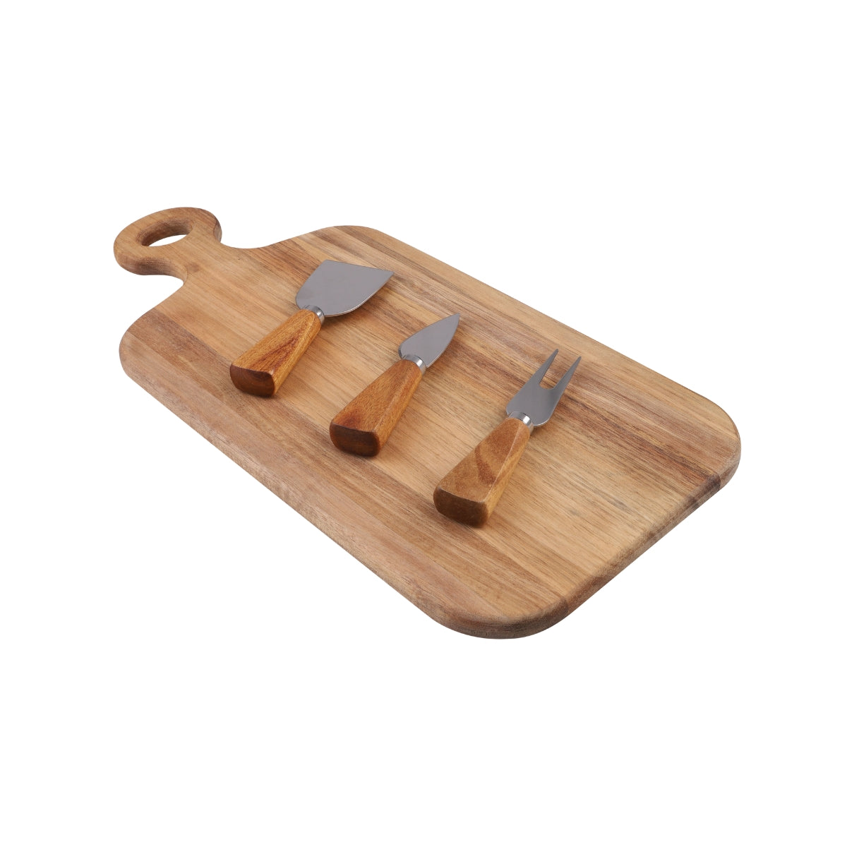 4 Pce Oblong Acacia Wood Cheese Paddle With Knives - 43 x 20cm - Image 3
