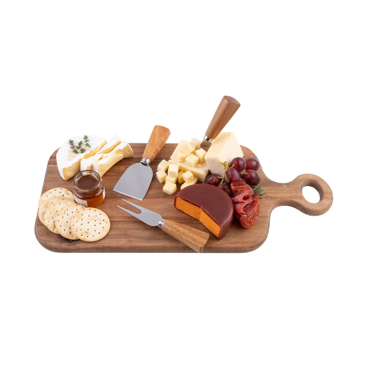 4 Pce Oblong Acacia Wood Cheese Paddle With Knives - 43 x 20cm - Image 6