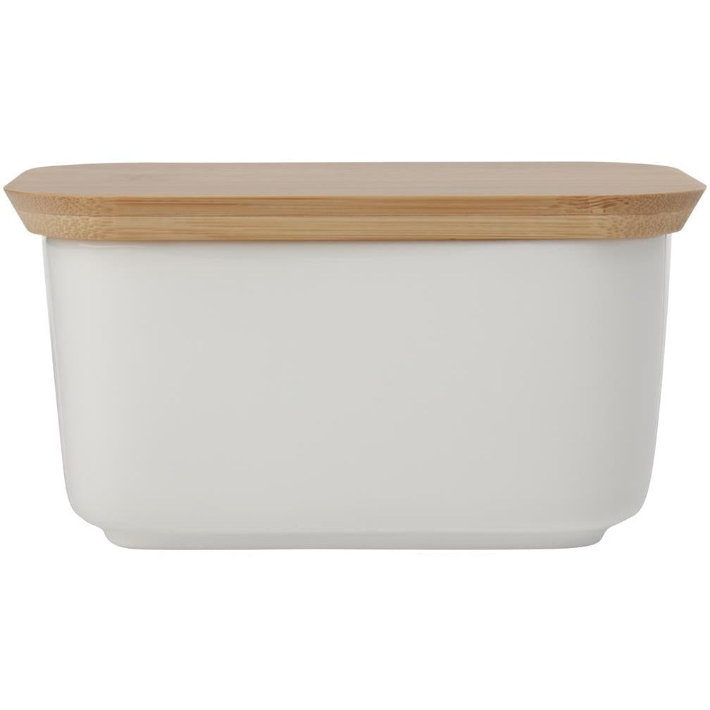 White Basics Butter Dish with Bamboo Lid